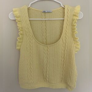 Cropped sweater tank - yellow knit